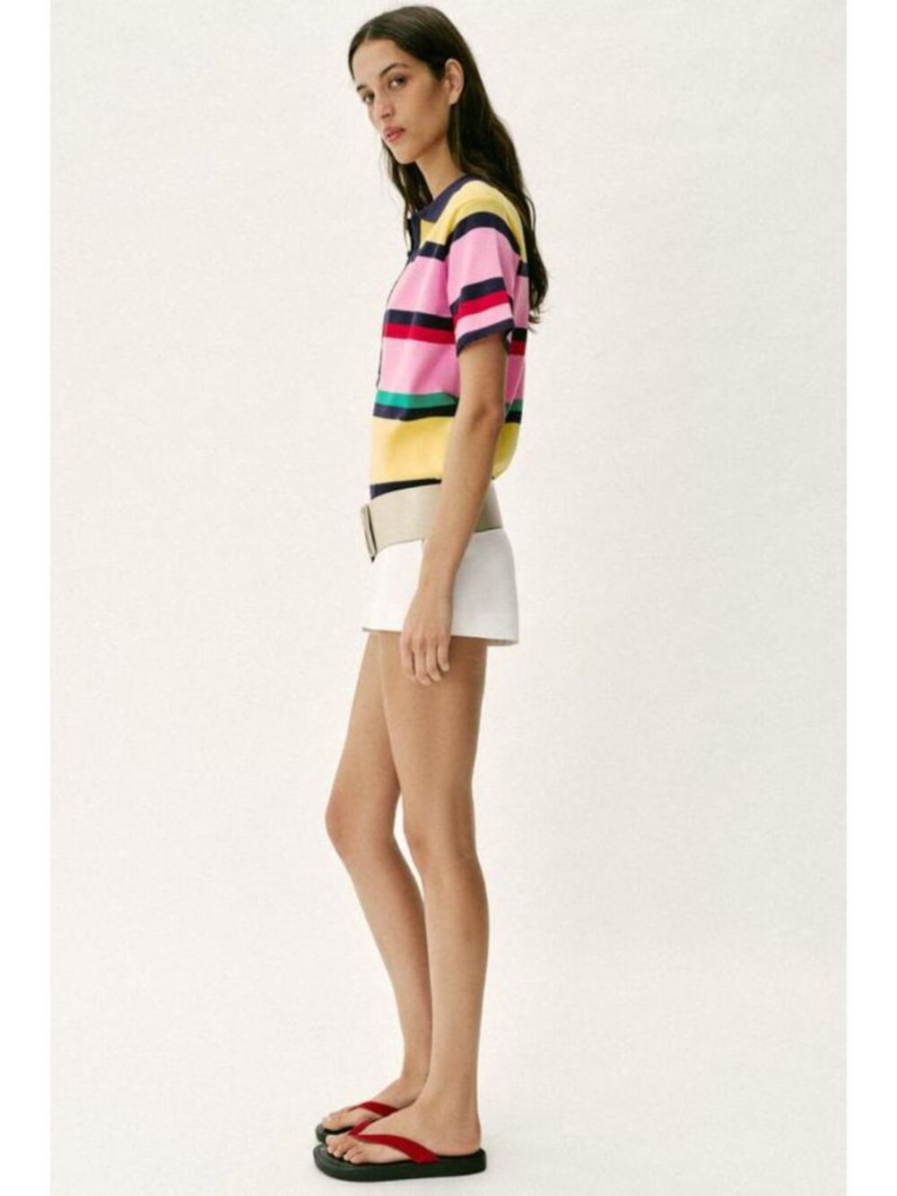 ZARA STRIPED KNIT POLO TOP - Picture 5 of 9